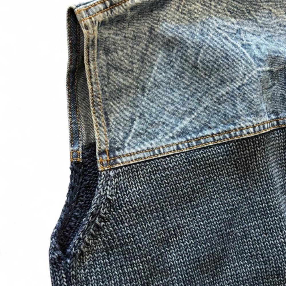 PBJ Blues 90s Vibes Denim Knit Sweater Vest - Picture 7 of 8